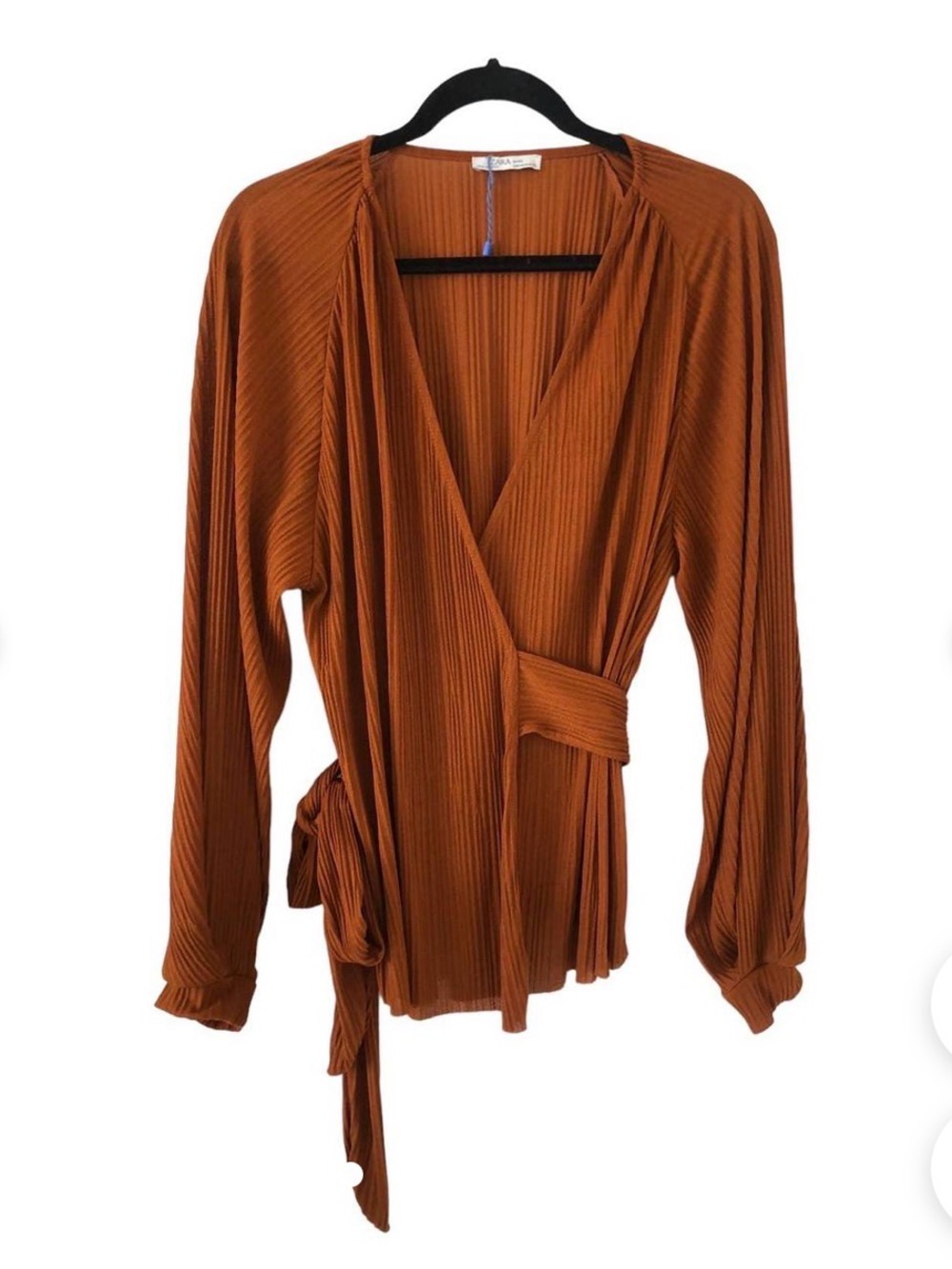 Zara Rust-Brown Pleated Wrap Top size is 26